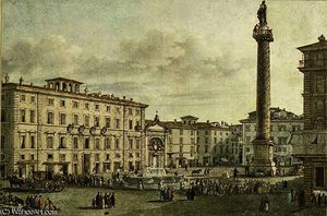 View of the piazza colonna with the column antoninus, rome