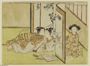 Young Woman Eavesdropping On Lovers — Suzuki Harunobu