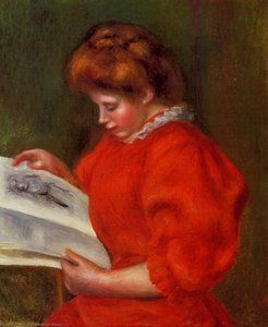 Young Woman Looking At A Print — Pierre-auguste Renoir, Impressionism