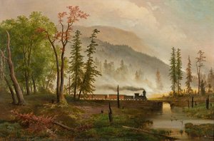 Scene On Bear Creek, Woods On Fire — Gustav Johann Grunewald, Romanticism