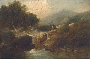 An Angler In A River Landscape — George Armfield (smith)