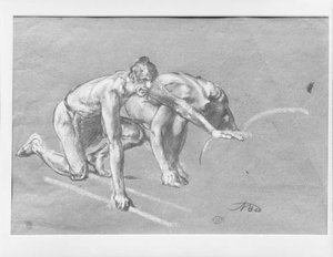 Two Men Crouching — Arthur B. Davies, Symbolism