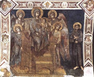 Madonna Enthroned With The Child, St Francis And Four Angels — Cimabue