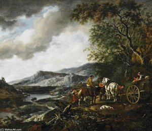 River Landscape With Travelers