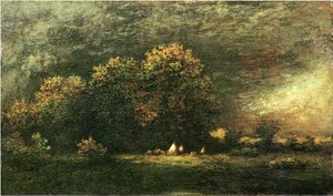 Indian Encampment In A Stormy Landscape — Ralph Albert Blakelock