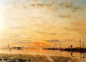 Le Havre, Sunset At Low Tide — Eugène Louis Boudin, Impressionism