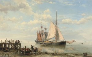 Sailing-vessels By A Coast On A Calm Sea — Hermanus Junior Koekkoek