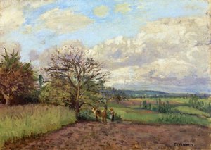 Landscape With A Cowherd — Camille Pissarro, Impressionist Landscape