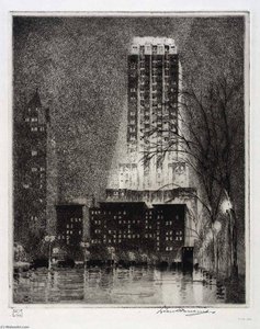 Palmolive Building, Chicago A Rainy Night — Leon R Pescheret