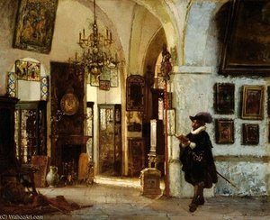 Man In Seventeenth-century Costume With A Book In An Interior