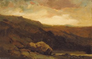 Untitled (mountainous Landscape With Rock And Stream In Foreground) — Edward Mitchell Bannister