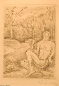 Landscape With A Sitting Male Figure — Bertalan Pór