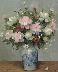 Peonies And Anemones, (1981) — Marcel Dyf