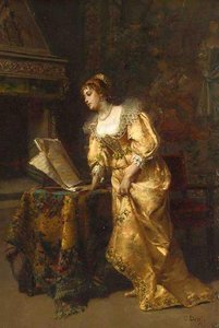 An Elegant Lady Reading Music — Cesare Auguste Detti
