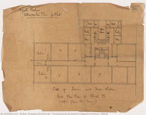 Architectural Drawing Of Hogarth Cloisters, Ealing — Arthur Heygate Mackmurdo