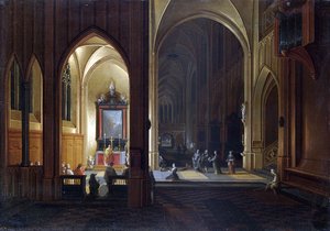 An Evening Service In A Church — Pieter Neefs The Elder, Baroque