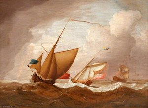 Ships Under English Flags At Sea, A Squall Approaching — Willem Van De Velde The Elder, Dutch Golden Age