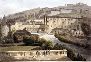 Pulteney Bridge — John Claude Nattes, Topographical Painting