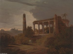 Indian Landscape With Temple Ruins — Thomas And William Daniell, Romanticism