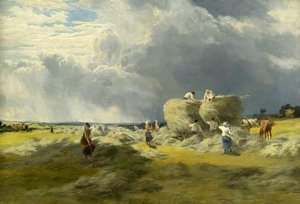 The Hayfield, Coming Storm — Samuel Bough
