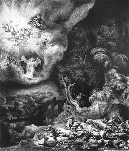 The Angel Appearing To The Shepherds — Rembrandt Van Rijn