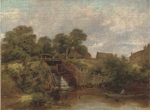 Eel Catchers By The Sluice, Trump's Mill, North Wales — James Stark