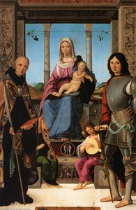 Virgin And Child Flanked By Sts Benedict And Quentin — Francesco Marmitta