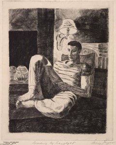 Reading By Lamplight — Irving Guyer