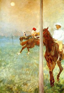 Jockeys Before The Start With Flagpoll — Edgar Degas
