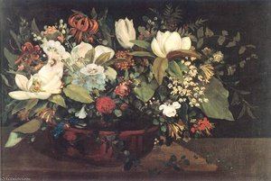 Basket Of Flowers — Gustave Courbet, Realism