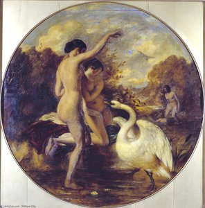 Female Bathers Surprised By A Swan — William Etty