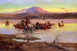 Fording The Horse Herd — Charles Marion Russell