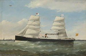 The Steam And Sail Vessel S.s. Emiliano At Sea — William H Yorke, Contemporary Realism