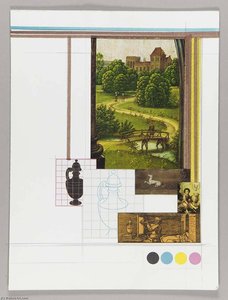 Mathematics And Art (northern Renaissance Landscape, Man Walking Over Bridge) — Joseph Cornell