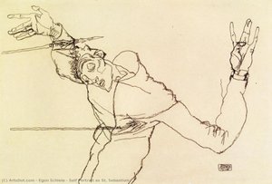 Self Portrait As St. Sebastian — Egon Schiele, Expressionism