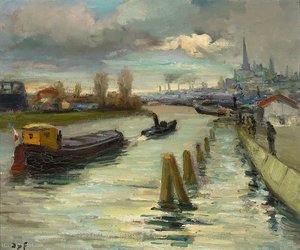 The Seine At Rouen, (1950) — Marcel Dyf