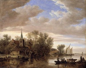 River Landscape With A Cattle-ferry — Jan Josephszoon Van Goyen