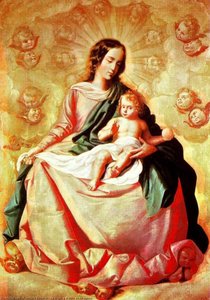 La Virgen Y El Niño En Las Nubes — Francisco De Zurbarán, Baroque