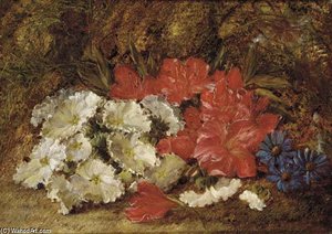 Spring Flowers On A Mossy Bank