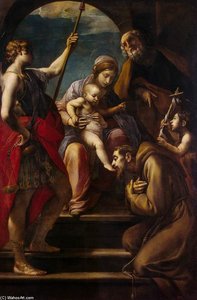 Holy Family With Saints — Alessandro Tiarini, Baroque Style