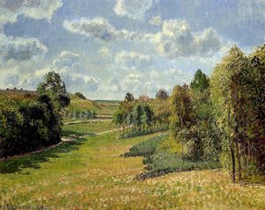 Berneval Meadows, Morning — Camille Pissarro, Impressionist Landscape