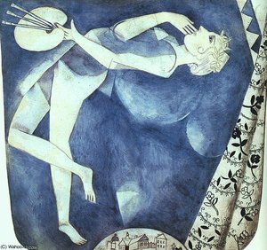 The Painter To The Moon, Gouache And Watercolo — Marc Chagall, Cubism
