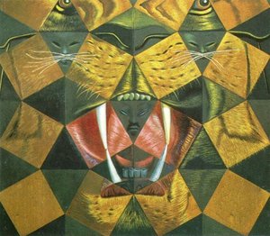Study For 'fifty Abstract Pictures Which As Seen From Two Yards Change Into Three Lenins Masquerading As Chinese And As Seen From Six Yards Appear As The Head Of A Royal Bengal Tiger', 1963 — Salvador Dalí