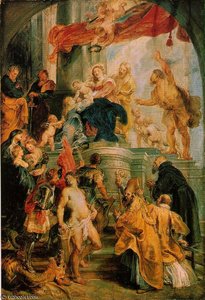 Virgin And Child Enthroned With Saints C.1627-28, Ske — Peter Paul Rubens, Flemish Baroque