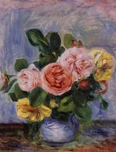 Roses In A Vase — Pierre-auguste Renoir