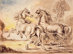 Two Horses In A Town — Giorgio De Chirico, Metaphysical Surrealism