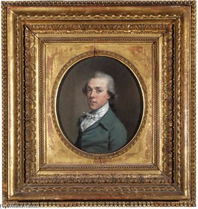 Portrait Of James Colyear Dawkins Of Standlynch, Bust-length, In A Blue-green Coat, With White Stock, Oval — Hugh Douglas Hamilton