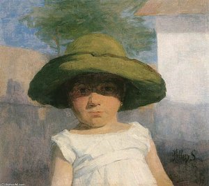 Girl With A Large Green Hat — Simon Hollósy