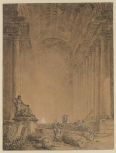 Figures In A Colonnade — Hubert Robert