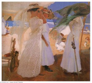 Bajo El Toldo Zarauz — Joaquín Sorolla Y Bastida, Impressionistic Landscape